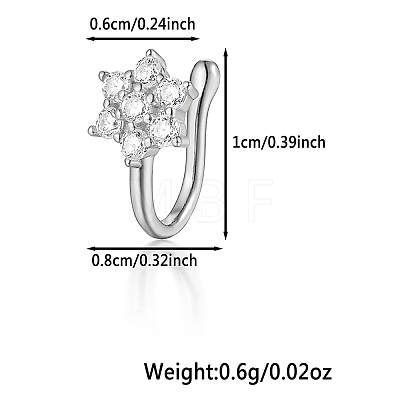 925 Sterling Silver Pave Clear Cubic Zirconia Nose Rings WG4393-10-1