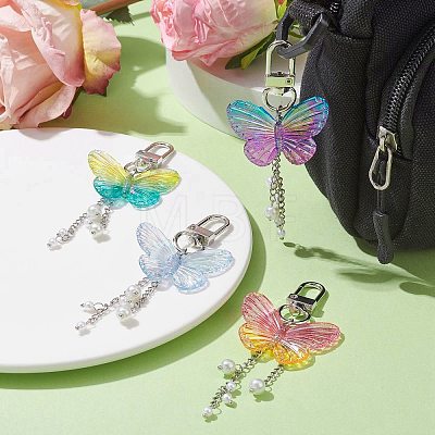 Acrylic Butterfly Pendant Decorations HJEW-JM01779-1