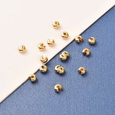 Brass Crimp Beads Covers KK-F824-036C-G-1