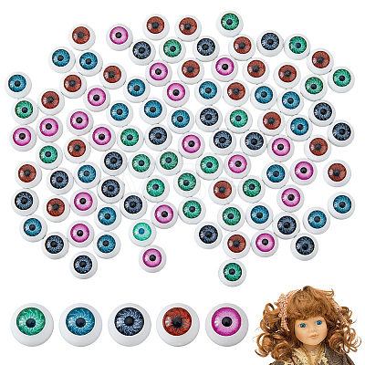 DICOSMETIC 100Pcs 5 Colors Plastic Craft Hollow Eyeballs DIY-DC0002-53-1