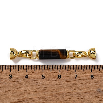 Rack Plating Brass and Tiger Eye Flod Over Clasps KK-B103-07G-1