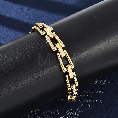 304 Stainless Steel Trapezoid Link Chain Bracelets for Women Men BJEW-F488-46G-1