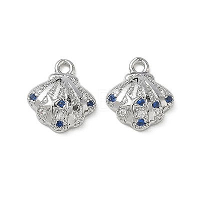 Brass Micro Pave Midnight Blue Cubic Zirconia Charms KK-P355-01A-P-1