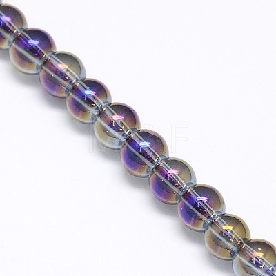 Electroplate Crystal Glass Round Beads Strands EGLA-F037-6mm-A-1