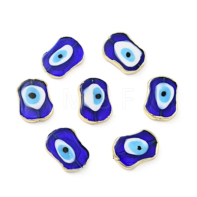 Rack Plating Handmade Evil Eye Lampwork Beads KK-F838-03C-G-1