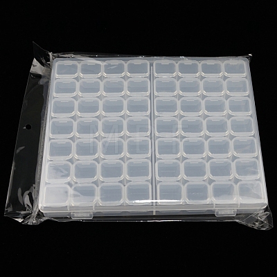 Transparent Plastic 56 Grids Bead Containers CON-PW0001-028B-1