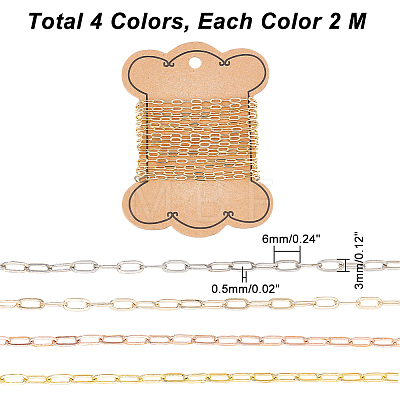   8M 4 Colors Brass Paperclip Chains FIND-PH0006-43-1