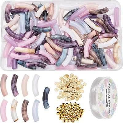  DIY Imitation Gemstone Curved Tube Bracelet Making Kit DIY-NB0007-30-1