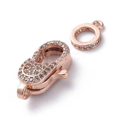 Brass Micro Pave Cubic Zirconia Lobster Claw Clasps ZIRC-G160-24RG-1