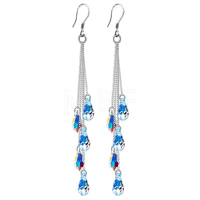 Teardrop Brass & Glass Tassel Dangle Earrings FS-WG2E167-01-1