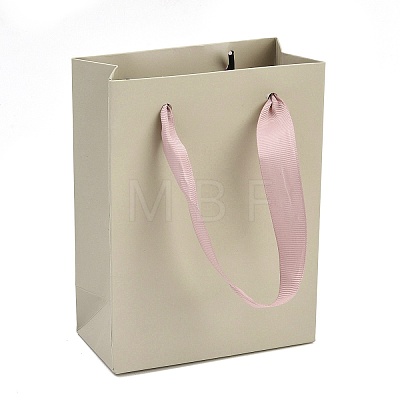Paper Gift Tote Bags with Pink Ribbon Handles ABAG-K004-03-1