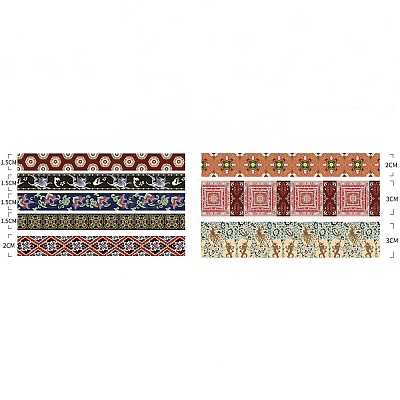 8 Rolls Vintage Dunhuang Paper Decorative Paper Tapes Set STIC-H002-03E-1