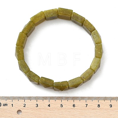 Square Natural Southern Jade Beads Stretch Bracelets for Women Men BJEW-C097-06R-1