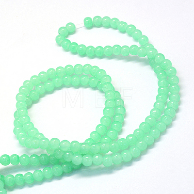 Baking Painted Imitation Jade Glass Round Bead Strands X-DGLA-Q021-6mm-22-1