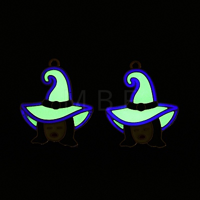 Halloween Theme Rack Plating Luminous Alloy Enamel Pendants ENAM-N056-235G-1