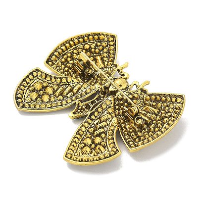 Butterfly Alloy Rhinestone Brooches for Backpack Clothes JEWB-R051-07AG-01-1