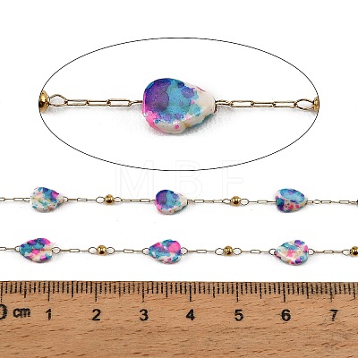 Handmade Stainless Steel & Natural Shell Beaded Link Chains SA-CBA6C37-01G-01-1