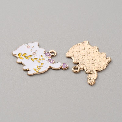 Golden Plated Alloy Enamel Pendants ENAM-WH0001-39G-05-1