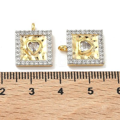Brass Micro Pave Clear Cubic Zirconia Pendants KK-G555-13GP-1