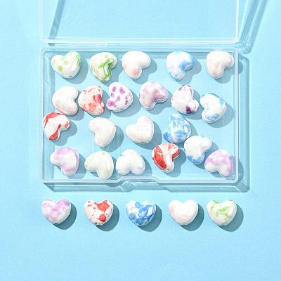 26Pcs 5 Colors Glazed Porcelain Beads PORC-FS0001-33-1