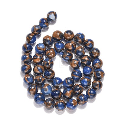 Synthetic Gold Clinquant Stone Beads Strands G-G026-R-8mm-1-1