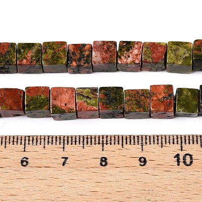 Natural Unakite Beads Strands G-T139-6x6-08A-1