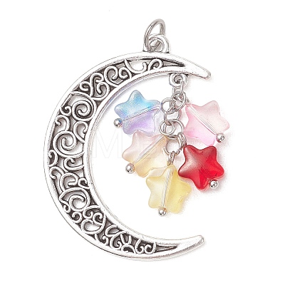 5Pcs Alloy Glass Pendants PALLOY-JF05202-1