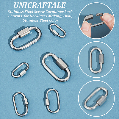 Unicraftale 6Pcs 3 Styles 304 Stainless Steel Screw Carabiner Lock Charms STAS-UN0053-31-1