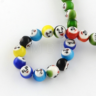 Round Handmade Lampwork Bead Strands LAMP-S169-03-1