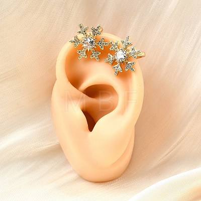 Brass Micro Pave Clear Cubic Zirconia Cuff Earrings EJEW-F370-25G-1
