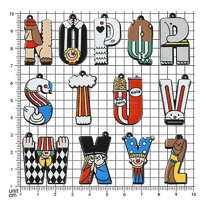 26Pcs 26 Styles Circus Theme Printed Acrylic Pendants OACR-CJ0001-27-1