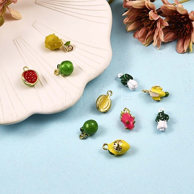 18Pcs Imitation Fruit Charm Pendant Mixed Enamel Fruits Charms Mixed Shape Pendant for Jewelry Necklace Bracelet Earring Making Crafts JX185A-1