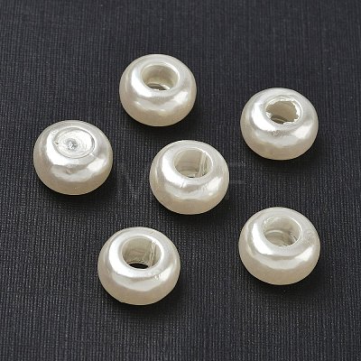 ABS Plastic Imitation Pearl Rondelle Large Hole European Beads X-MACR-S256-A41-1