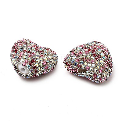 Sparkling Acrylic Heart Beads with Rhinestone Embellishment OACR-NH0001-02B-02-1
