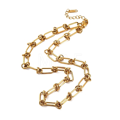 304 Stainless Steel Oval Knot Link Chain Necklaces for Women Men NJEW-P321-02G-1