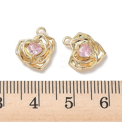 Valentine's Day Brass Micro Pave Cubic Zirconia Charms KK-P355-15G-02-1