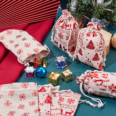 20Pcs 4 Styles Christmas Theme Cotton Fabric Cloth Bags ABAG-TA0002-04B-1