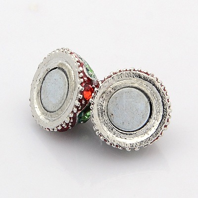 Platinum Plated Oval Alloy Enamel Magnetic Clasps with Loops ENAM-P104-M-1