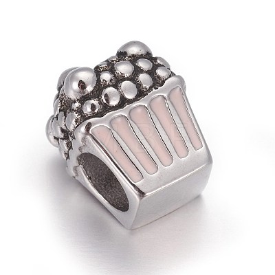 Retro 304 Stainless Steel European Beads OPDL-L013-16AS-1