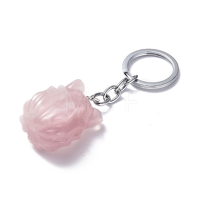 Natural Rose Quartz Keychains KEYC-P011-03P-10-1