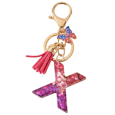 Alloy Resin Butterfly Keychains KEYC-TADJ0002-02G-X-1