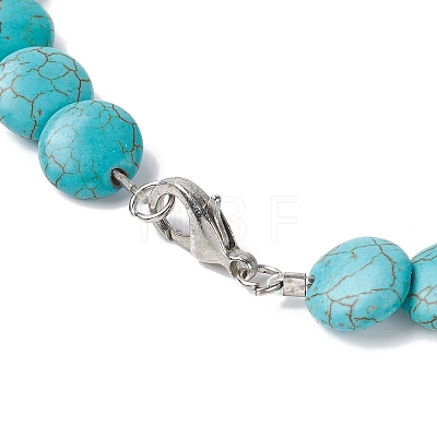 Dyed Synthetic Turquoise Flat Round Graduated Beaded Necklaces NJEW-P279-02B-1