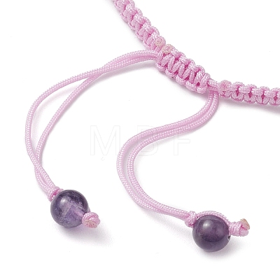 Natural Amethyst Rondelle Braided Bead Bracelets BJEW-TA00492-01-1