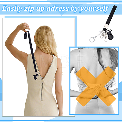 2Pcs Alloy & 304 Stainless Steel Clasps & ABS Plastic Pearl Beaded Zipper Helpers HJEW-PH02480-1
