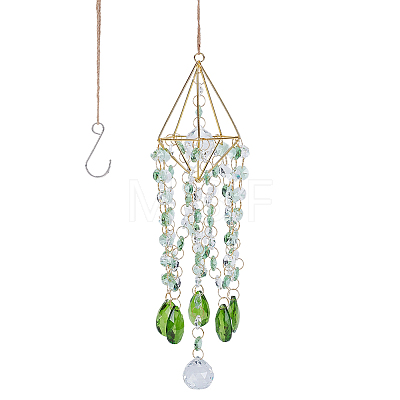 Crystal Glass & Iron Hanging Suncatchers HJEW-SP0001-87-1