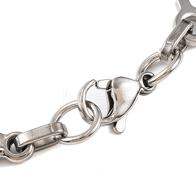 304 Stainless Steel Oval & Horse Eye Link Chain Bracelets BJEW-B078-104GP-1