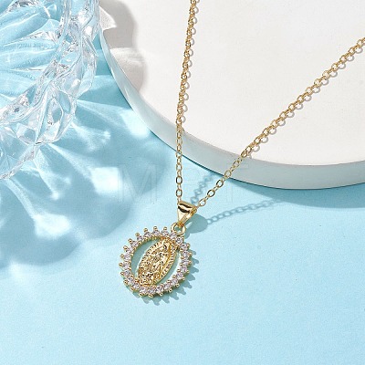 Brass Micro Pave Clear Cubic Zirconia Pendant Necklaces NJEW-JN04798-1