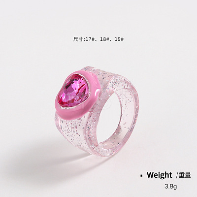 Resin Enamel and Glass Finger Rings FS-WG51DC4-03-1