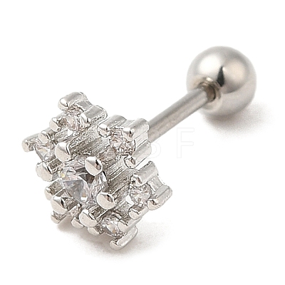 Brass Micro Pave Clear Cubic Zirconia Stud Earrings EJEW-L265-04P-1