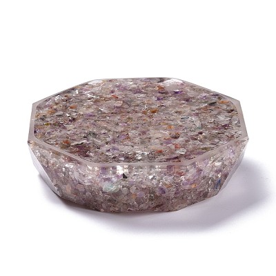 Resin with Natural Other Quartz Chip Stones Ashtray DJEW-F015-07D-1
